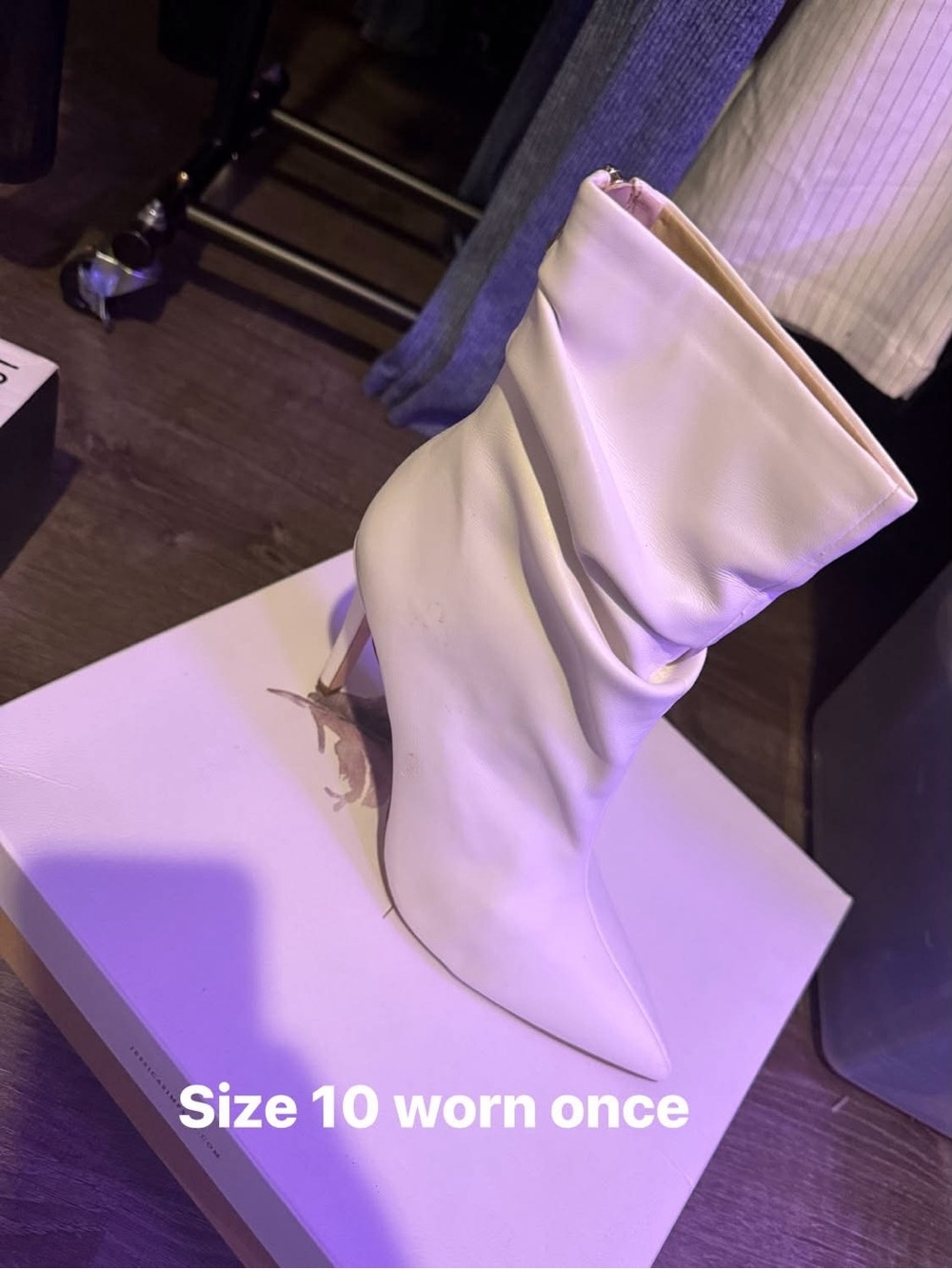 Jessica Simpson White Slouchy Pointed-Toe Stiletto Ankle Boots
